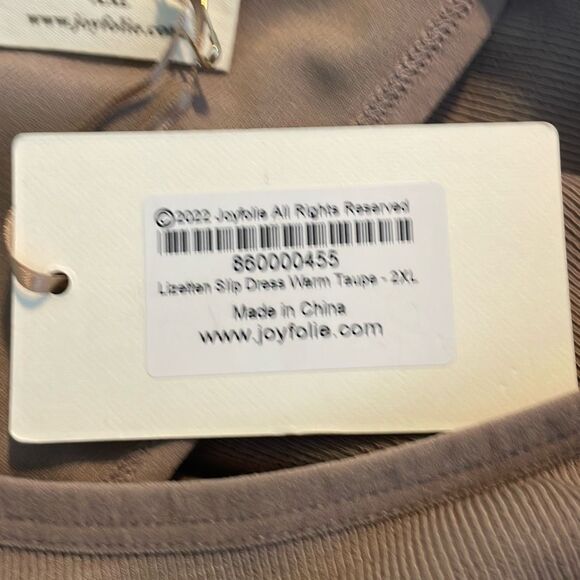 Joyfolie Mia Joy Lizette Slip Dress in Warm Taupe Ribbed Knit Midi XXL - Picture 8 of 10